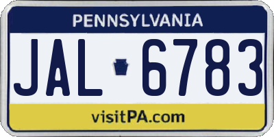 PA license plate JAL6783