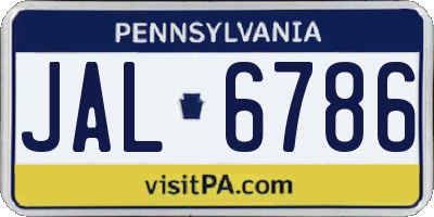 PA license plate JAL6786