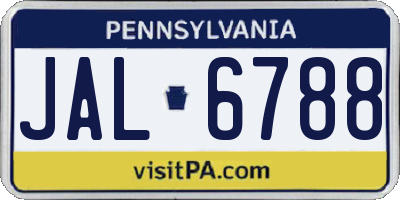 PA license plate JAL6788