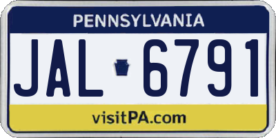 PA license plate JAL6791