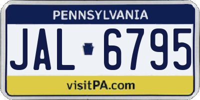 PA license plate JAL6795