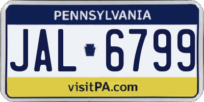 PA license plate JAL6799