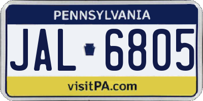 PA license plate JAL6805