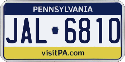 PA license plate JAL6810