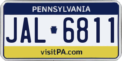 PA license plate JAL6811