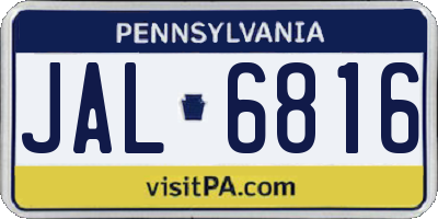 PA license plate JAL6816