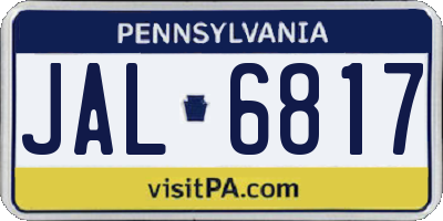 PA license plate JAL6817