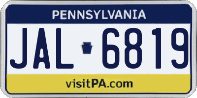 PA license plate JAL6819