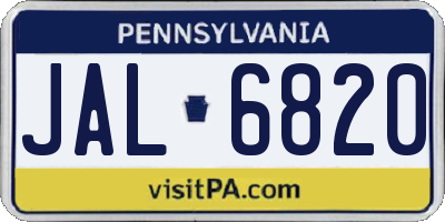 PA license plate JAL6820