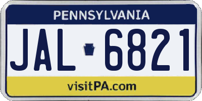 PA license plate JAL6821