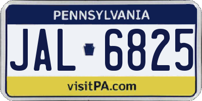 PA license plate JAL6825