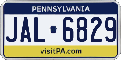 PA license plate JAL6829