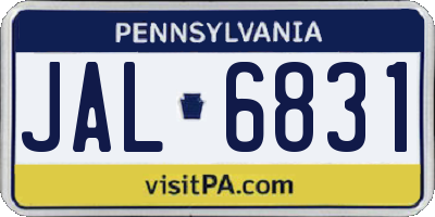 PA license plate JAL6831