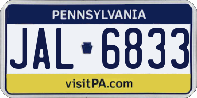 PA license plate JAL6833