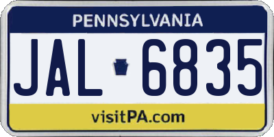 PA license plate JAL6835