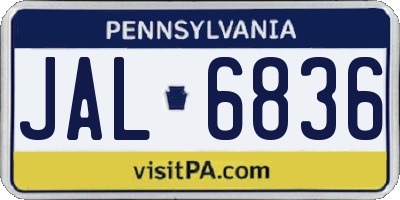 PA license plate JAL6836