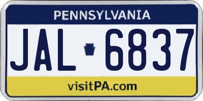 PA license plate JAL6837