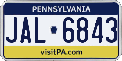 PA license plate JAL6843