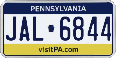 PA license plate JAL6844