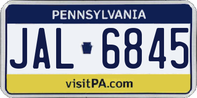 PA license plate JAL6845