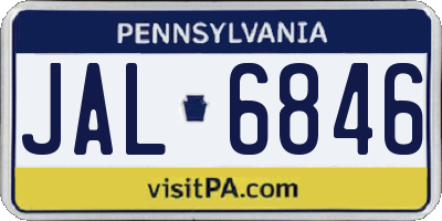 PA license plate JAL6846