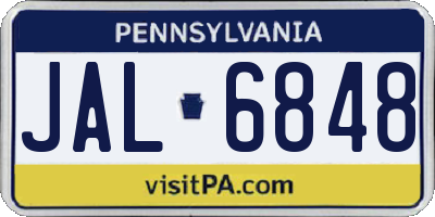 PA license plate JAL6848