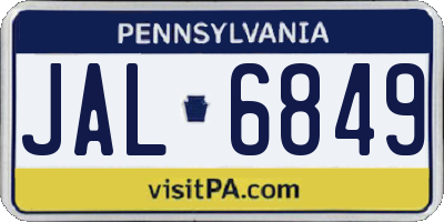 PA license plate JAL6849