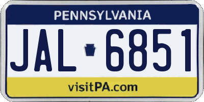 PA license plate JAL6851