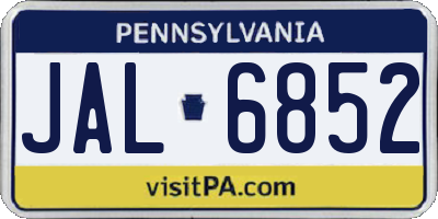 PA license plate JAL6852