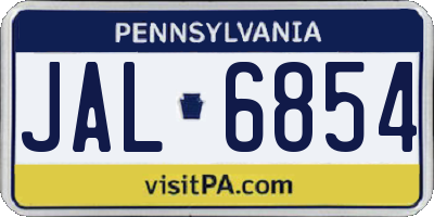 PA license plate JAL6854