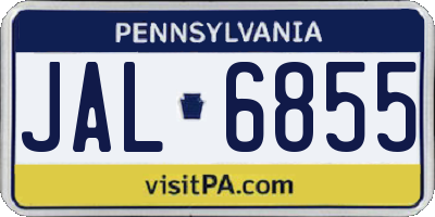 PA license plate JAL6855