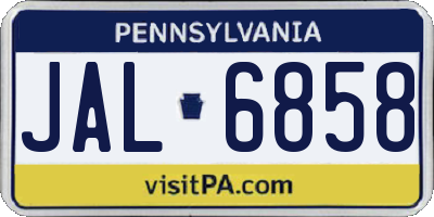 PA license plate JAL6858