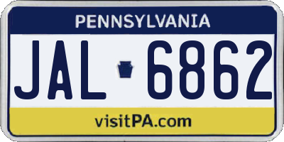 PA license plate JAL6862