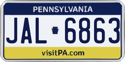 PA license plate JAL6863