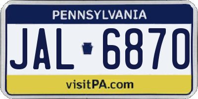 PA license plate JAL6870