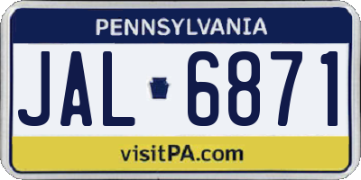 PA license plate JAL6871