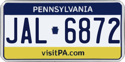 PA license plate JAL6872