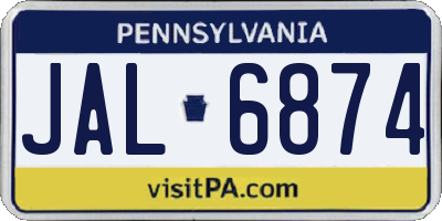 PA license plate JAL6874