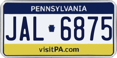 PA license plate JAL6875