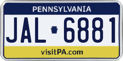 PA license plate JAL6881