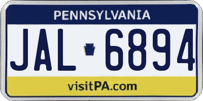 PA license plate JAL6894