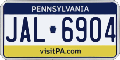 PA license plate JAL6904