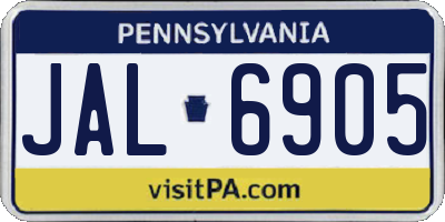PA license plate JAL6905