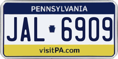 PA license plate JAL6909