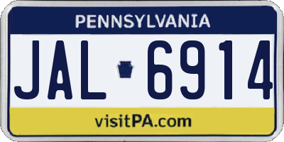 PA license plate JAL6914