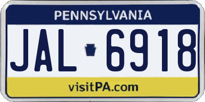 PA license plate JAL6918