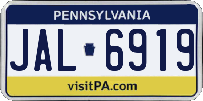 PA license plate JAL6919