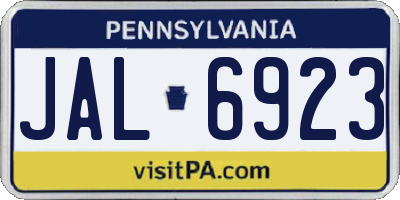 PA license plate JAL6923