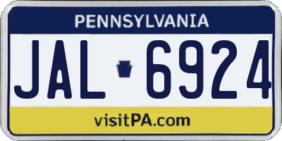 PA license plate JAL6924