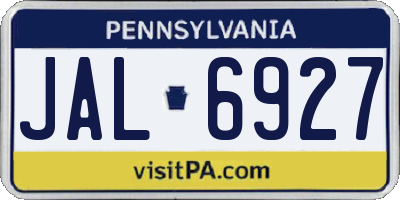 PA license plate JAL6927